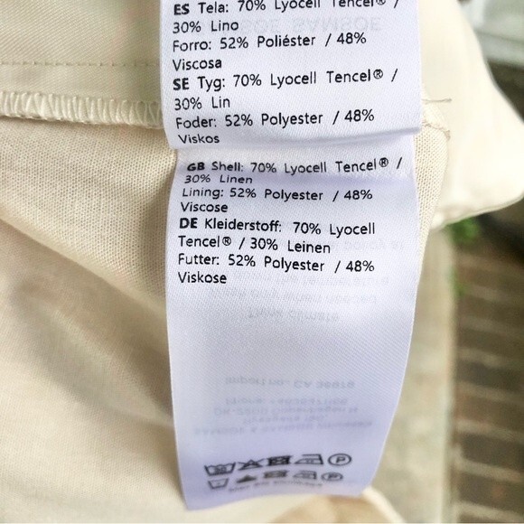 Samsoe Hoys Straight Leg Pants Trousers Pull On Neutral Beige Linen Blend XL NWT - Picture 6 of 7
